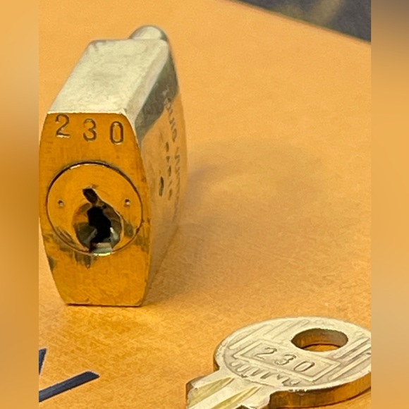 Authentic Louis Vuitton gold tone padlock/ lock and key #230 - Picture 3 of 3